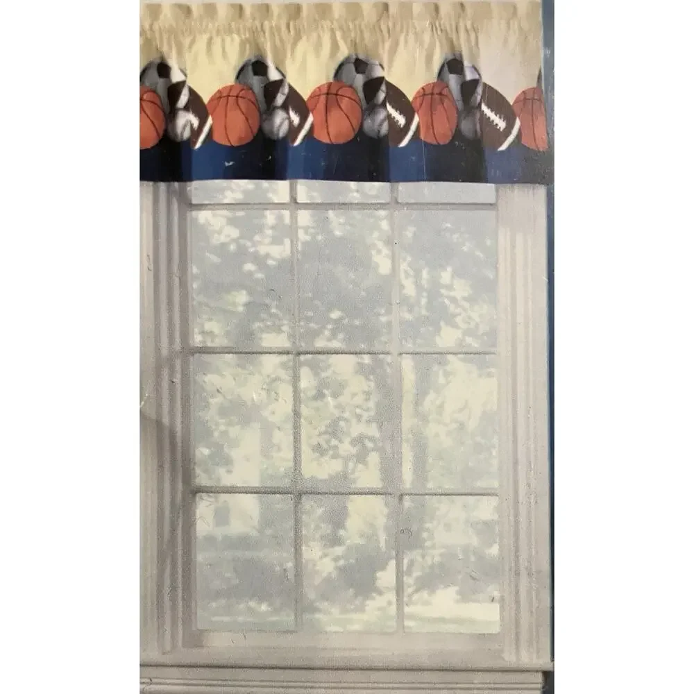Style Selections Rod Pocket Sports Window Valance 0021402 Football Soccer 60X15
